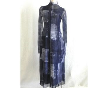 Zara Mesh Denim Patchwork Dress